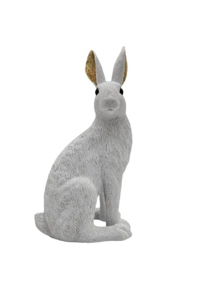 Hase sitzend in weiß mit goldenen Ohren Cor Mulder