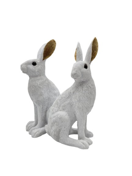 Hase sitzend in weiß mit goldenen Ohren Cor Mulder