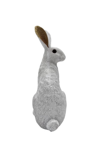 Hase sitzend in weiß mit goldenen Ohren Cor Mulder