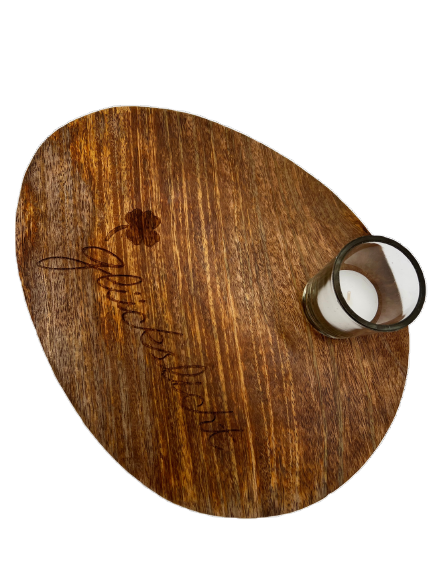 Holzbrett "Glückslicht" mit Windlicht