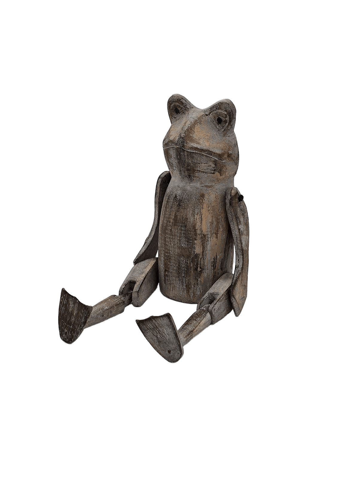 Holzkantensitzer Frosch, gewischt grau-braun - Pimis Living