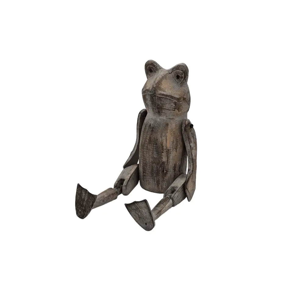 Holzkantensitzer Frosch, gewischt grau-braun - Pimis Living