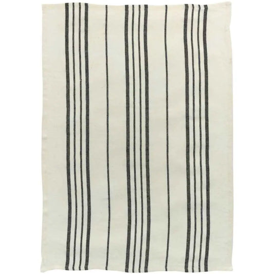 Karma Gestreiftes Geschirrtuch Ecru/Schwarz 55 x 75