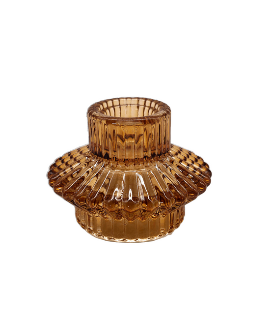 Kerzenhalter aus Glas Amberfarben - Kerzenständer
