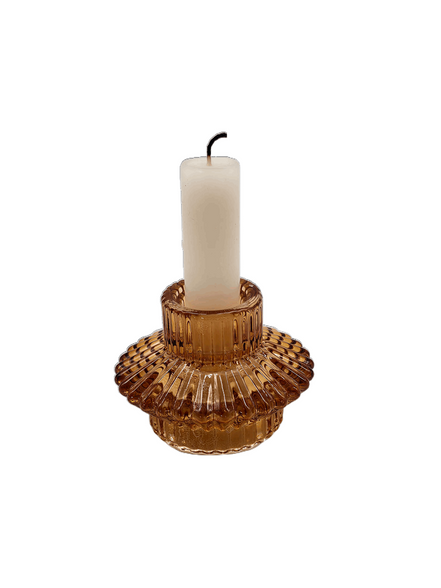 Kerzenhalter aus Glas Amberfarben - Kerzenständer
