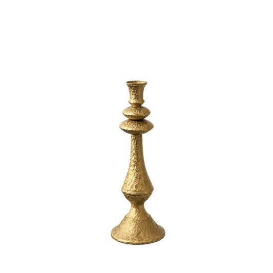 Kerzenhalter aus goldfarbenem Metall mit Rissen 10,5 x 10,5 x 40,7 cm
