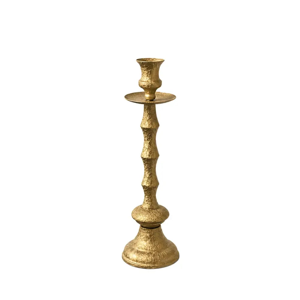Kerzenhalter aus goldfarbenem Metall mit Rissen 11 x 11 x 48,3 cm