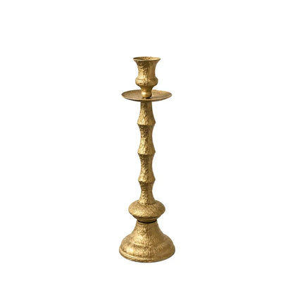 Kerzenhalter aus goldfarbenem Metall mit Rissen 11 x 11 x 48,3 cm