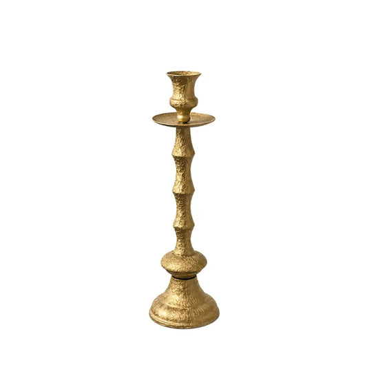 Kerzenhalter aus goldfarbenem Metall mit Rissen 11 x 11 x 48,3 cm