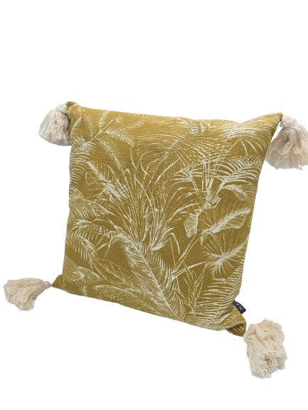 Kissen "Jane" mit Quasten, inkl. Füllung, Curry/ Beige Magma