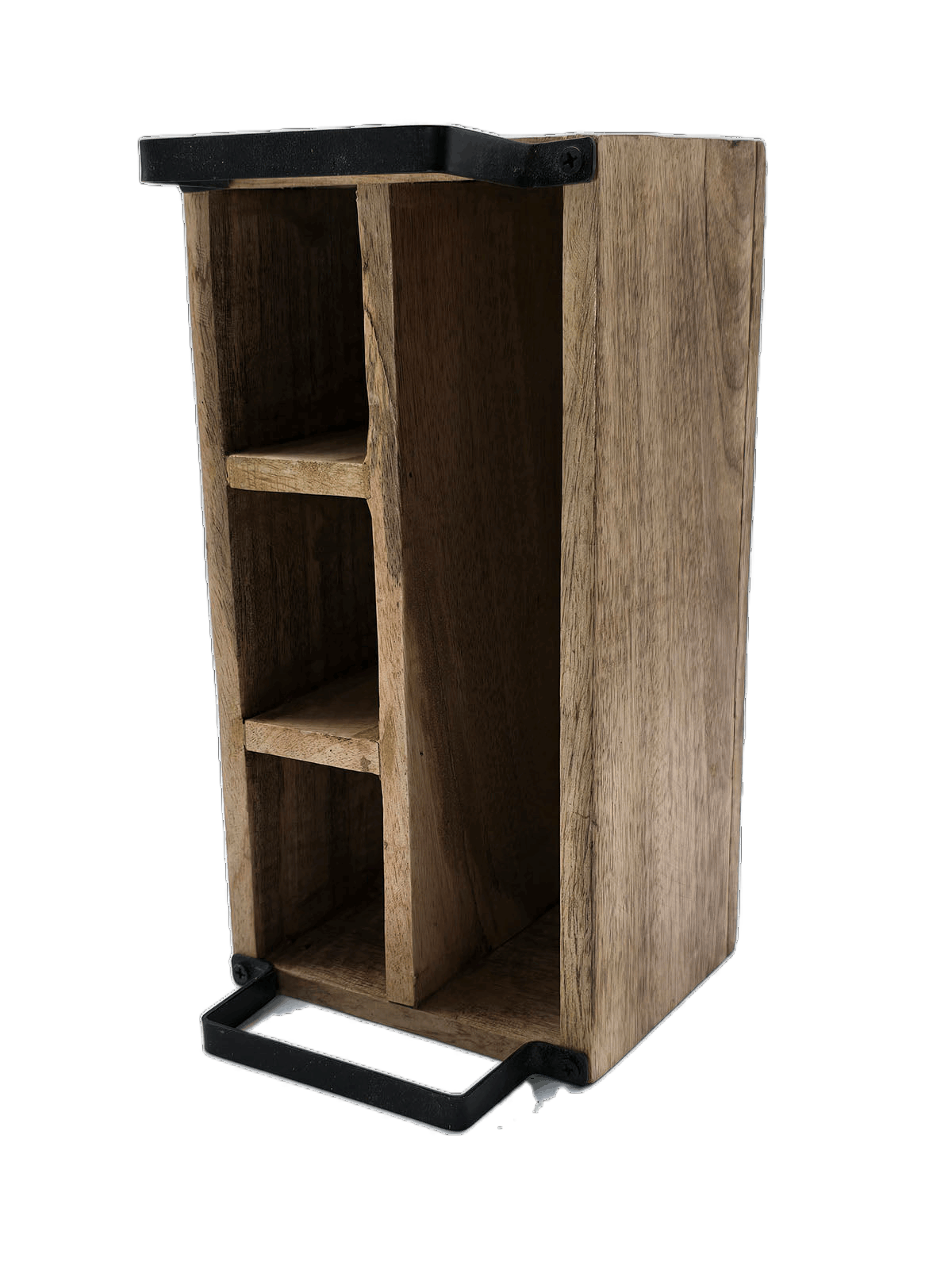 Kiste aus Holz mit Unterteilung und Metallgriffen