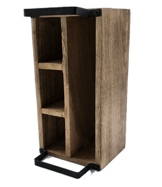 Kiste aus Holz mit Unterteilung und Metallgriffen - Küchenorganizer