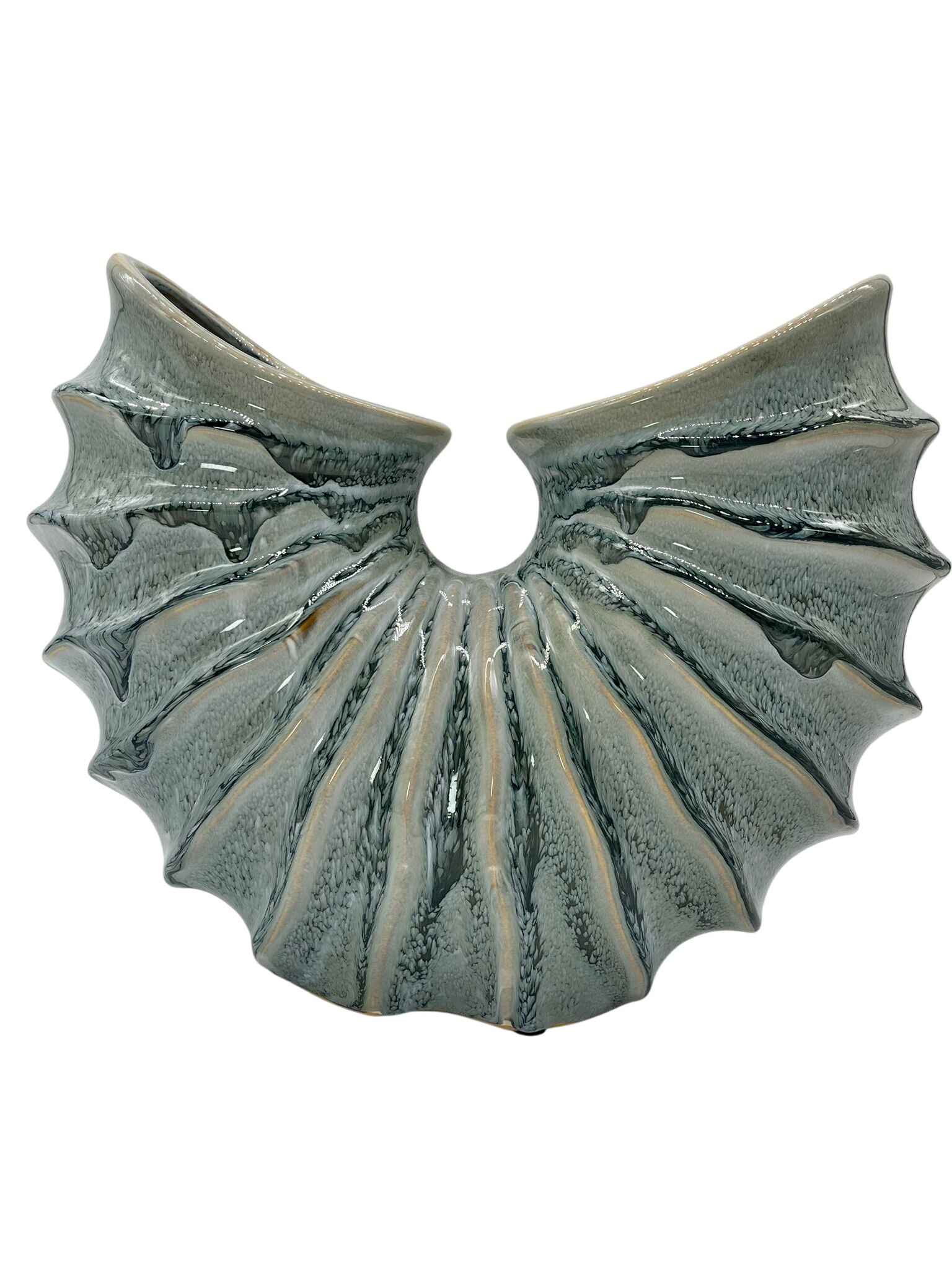 Vase aus Keramik glasiert Muschelform in Grün Daan Kromhout