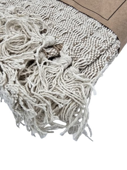 Plaid aus Baumwolle Beige mit Fransen - Pimis living by Konceptpunkt