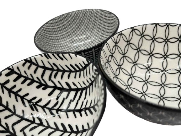 DIP Schälchen 3 er Set, Steingut Schwarz/Weiß pimis living by Konceptpunkt