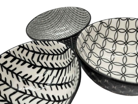 DIP Schälchen 3 er Set, Steingut Schwarz/Weiß pimis living by Konceptpunkt