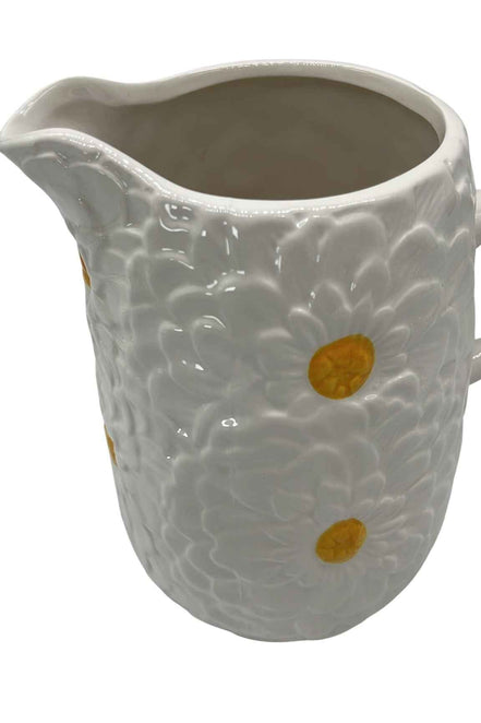 Kanne weiß, Keramik mit Blumenmotiv Daan Kromhout