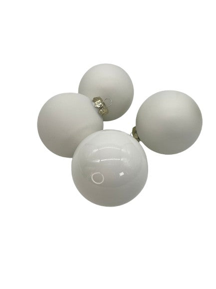 Weihnachtskugeln aus Glas 4er Set, 7,5 cm D weiß