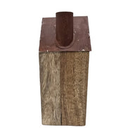 Kerzenständer/ Holzhaus mit Metalldach in Rost Van Wanrooij