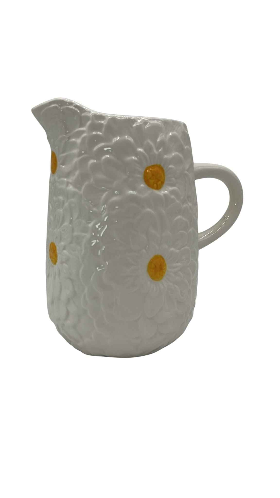 Kanne weiß, Keramik mit Blumenmotiv Daan Kromhout