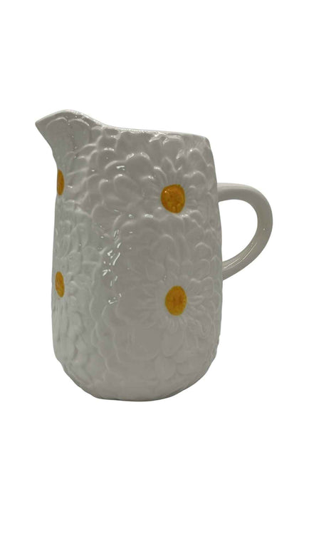 Kanne weiß, Keramik mit Blumenmotiv Daan Kromhout