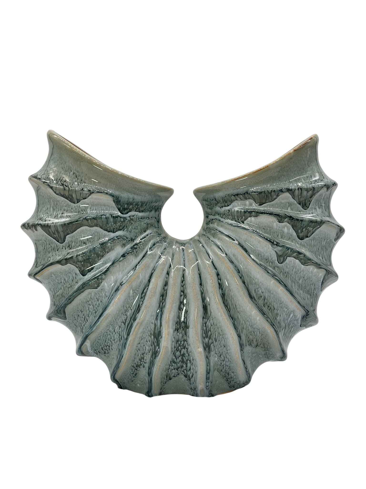 Vase aus Keramik glasiert Muschelform in Grün Daan Kromhout