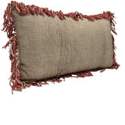 Kissen Braun / Beige mit Fransen in Rostrot 30 x 50 cm Kersten