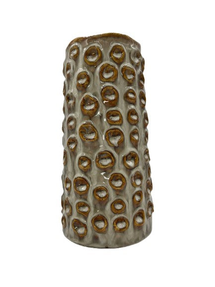 Vase "Squid" ceramic beige with brown pattern