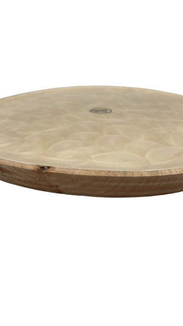 Tray or plate made of mango wood, glazed inside