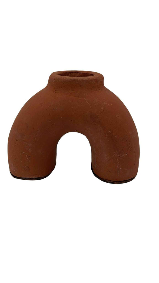 Kerzenständer aus Keramik Terracottafarben S