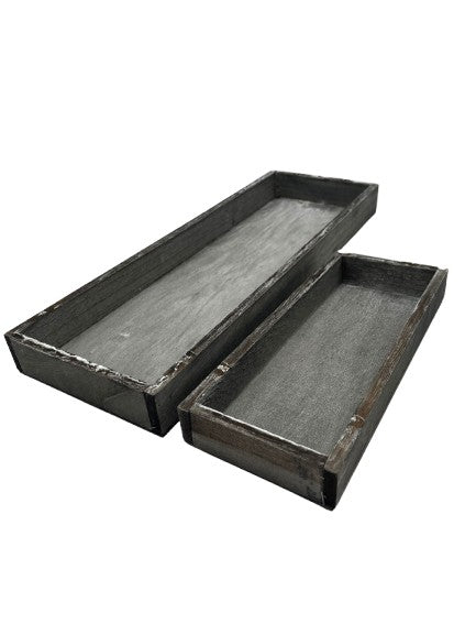 Bandeja de madera esmaltada gris pequeña