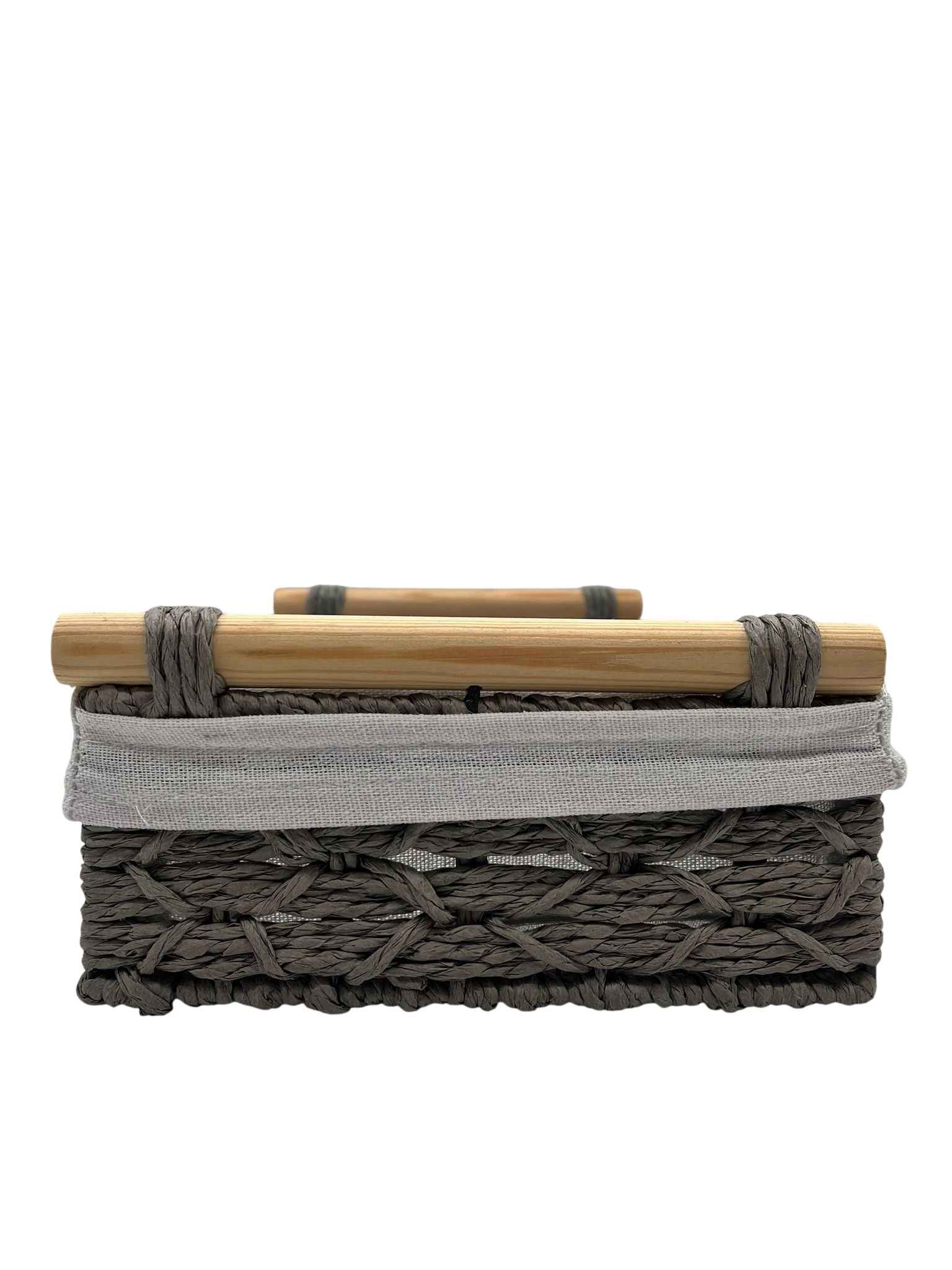 Korb mit Holzgriff Bast Grau M pimis living by Konceptpunkt