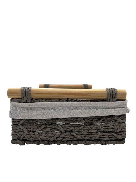 Korb mit Holzgriff Bast Grau M pimis living by Konceptpunkt