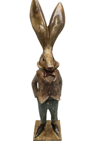 Hasenmann mit coolem Outfit in Gold, Grün Vintage Viana