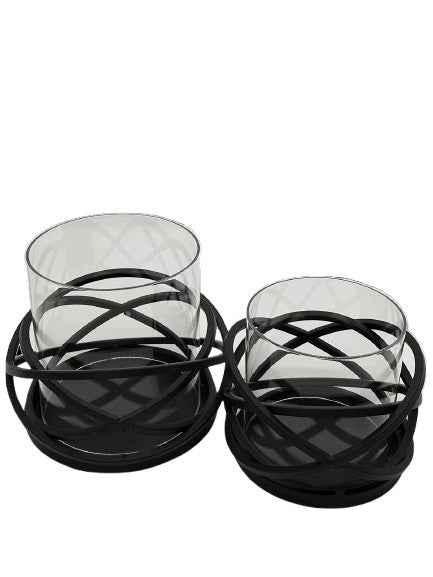 Windlicht Schwarz 18x16 cm - Elegante Dekoration aus Glas für Ihr Zuhause Konceptpunkt Home, Deko und mehr …