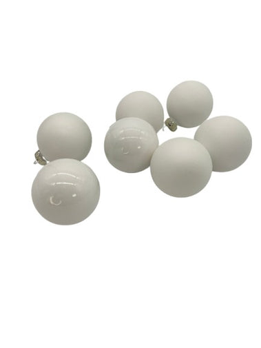 Weihnachtskugeln aus Glas 7er Set, 5 cm D weiß