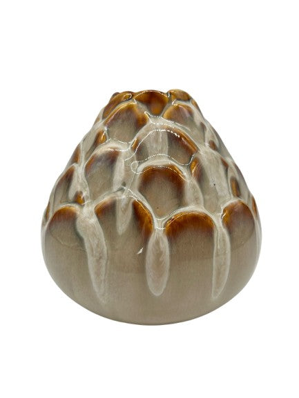 Vase ceramic beige with brown pattern