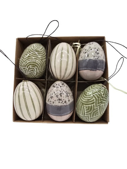 Ei Schaumstoff foliert 6er Pack Beige / Grün Decoris