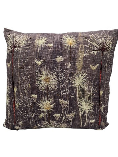 Cushion embroidered with dandelion motif, 50 cm x 50 cm
