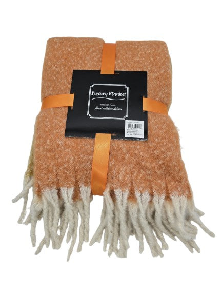 Plaid "Cosy" Creme / Orange / Ocker 120 x 160 cm