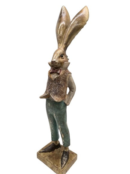 Hasenmann mit coolem Outfit in Gold, Grün Vintage Viana