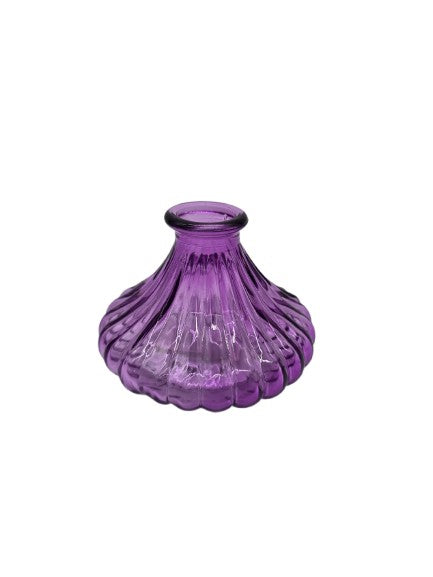 Mini vase bulbous made of glass in purple