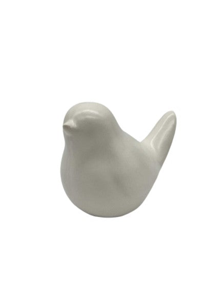Ceramic bird M in white