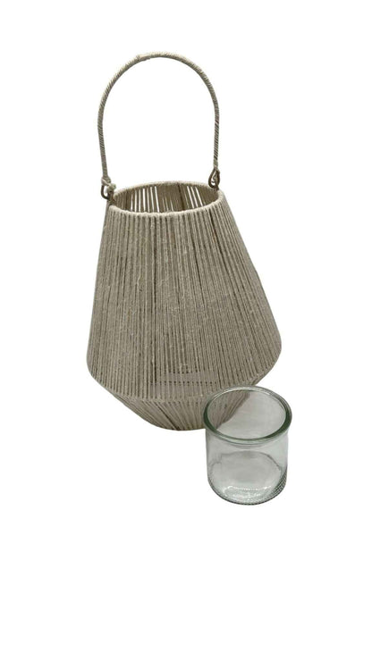 Windlicht aus Jute Naturfarben, mit Glaseinsatz - Pimis Living