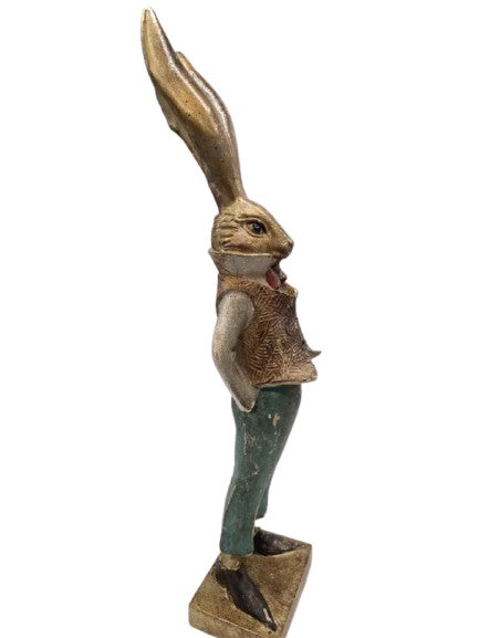 Hasenmann mit coolem Outfit in Gold, Grün Vintage Viana
