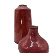 Metallvase bauchig in Burgundfarben Kolony