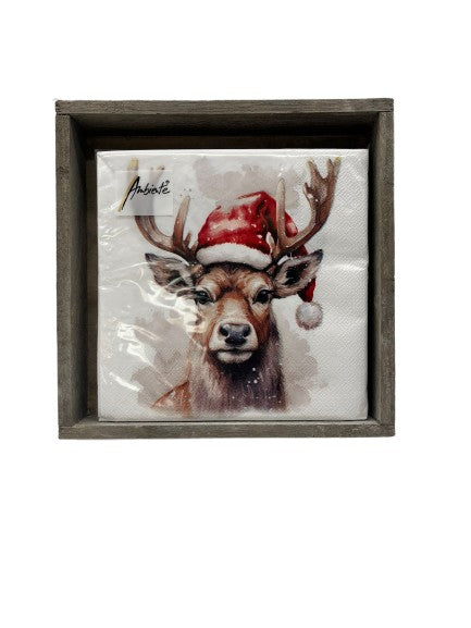 Servietten  "Dear with Santa" 33x33 cm
