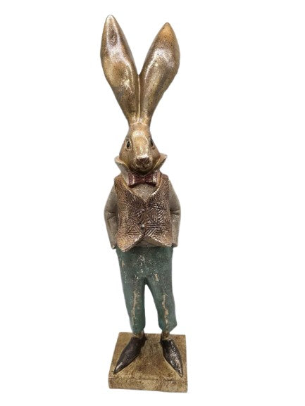 Hasenmann mit coolem Outfit in Gold, Grün Vintage Viana