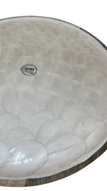 Tray or plate made of mango wood, glazed inside