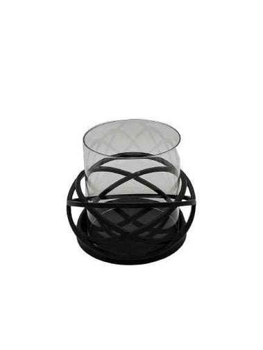 Windlicht Schwarz 18x16 cm - Elegante Dekoration aus Glas für Ihr Zuhause